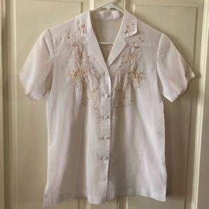 VINTAGE embroidered button up blouse